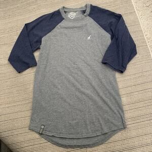 LRG Lifted Research Group Tee Womens Large 3/4 Sleeve Longer Length Gray Blue